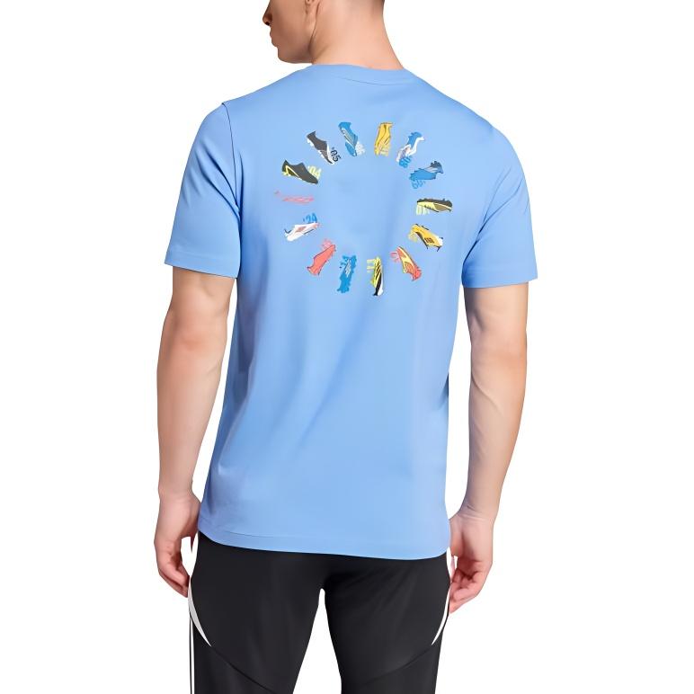 adidas Printed Pattern Pullover Crew Neck Short Sleeve T-Shirt Men Tops Light-Blue JN4951