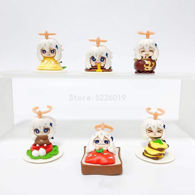 6pcs /Set Genshin Impact Anime Figure Paimon Action Figure Klee /Paimon /Barbatos /Aether /Diluc Ragnvindr /Amber Figurine Doll Toys