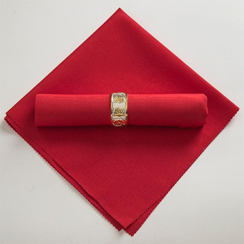 Pure Solid Color Hotel Restaurant Napkin - Red, White, Blue Flower Folded Design