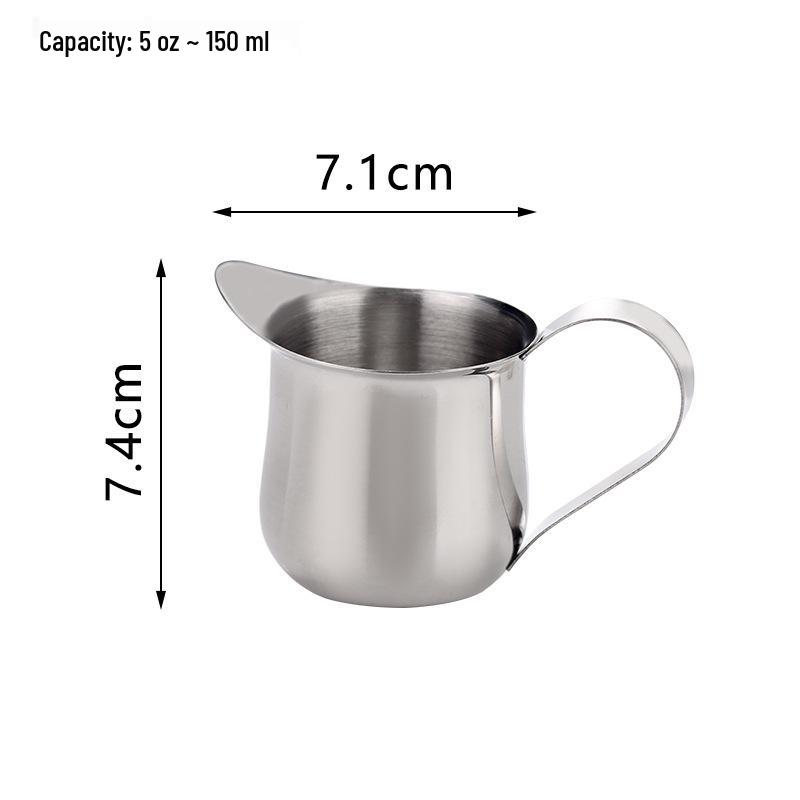 Set of 4 Stainless Steel 3 oz Milk Creamer Cups with Pointed Spout, 90ml Latte Art Cups for Coffee Mixing.