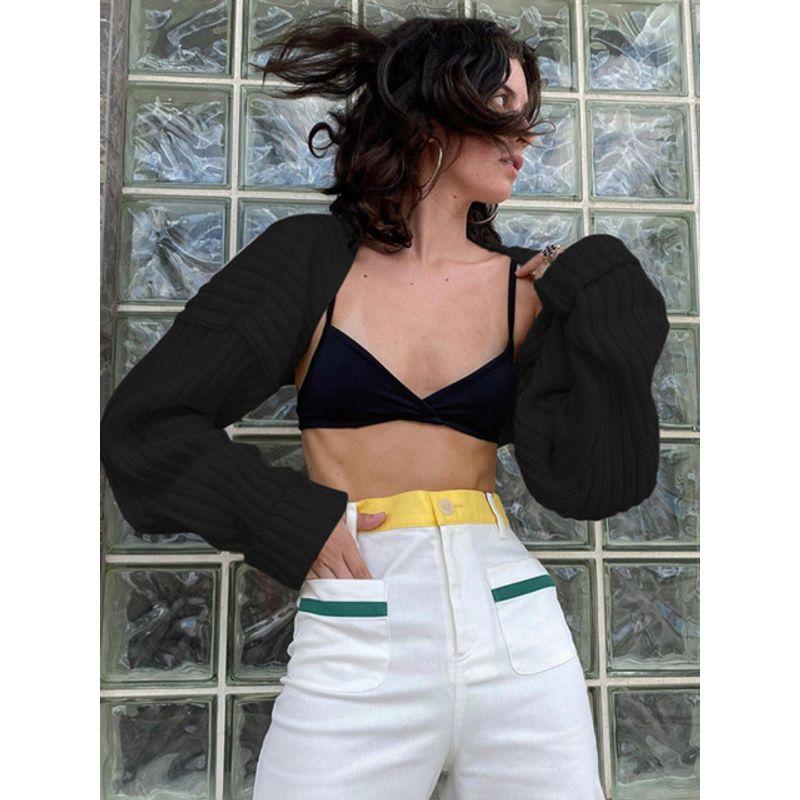 

Shawl Sexy Slim Long Sleeve Top Black One Size