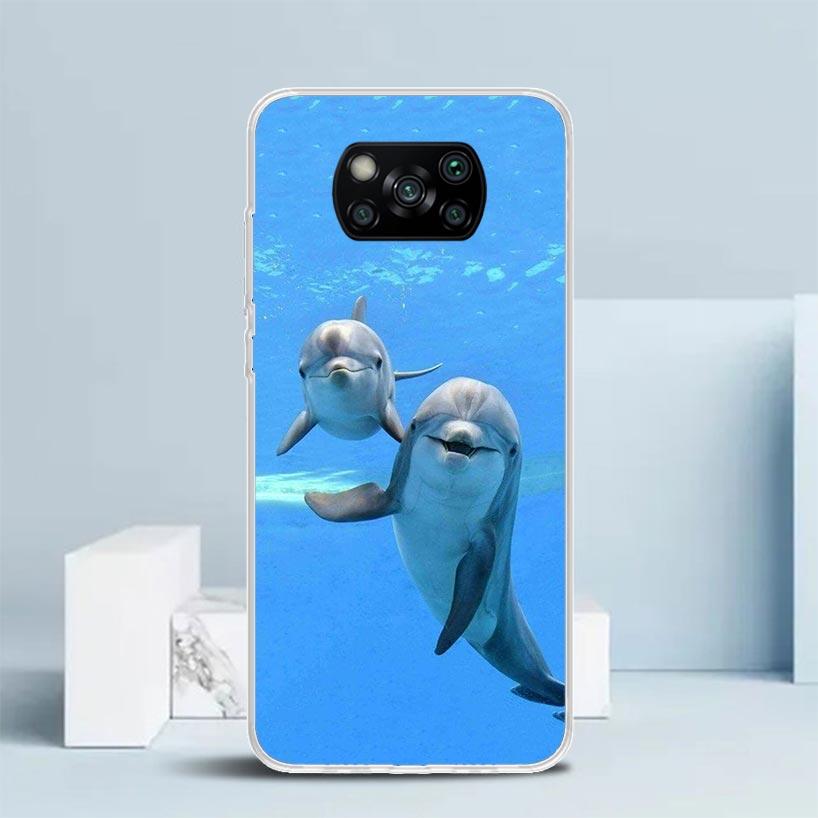 Ocean Animal Cute Dolphin Phone Case For Xiaomi Poco F7 Ultra X5 X6 X7 Pro M7 Redmi 15C 15 13C 13 12C 12 10C 10 10A 9 9C 9A 9T C