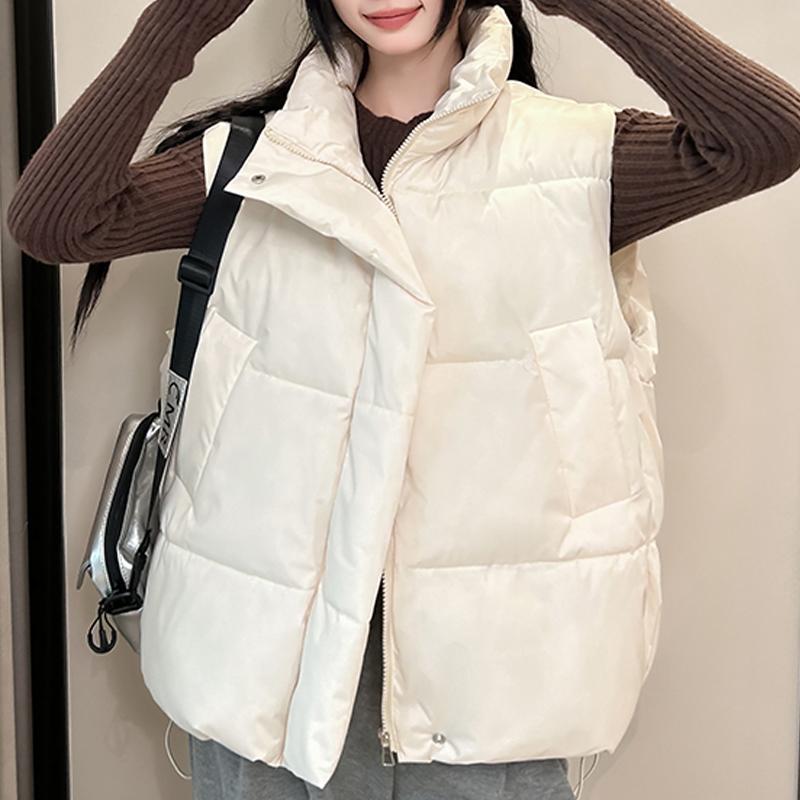 Fashion Winter Warm Sleeveless Vest Woman Outerwears Stand Collar Casual Thick Women's Jackets