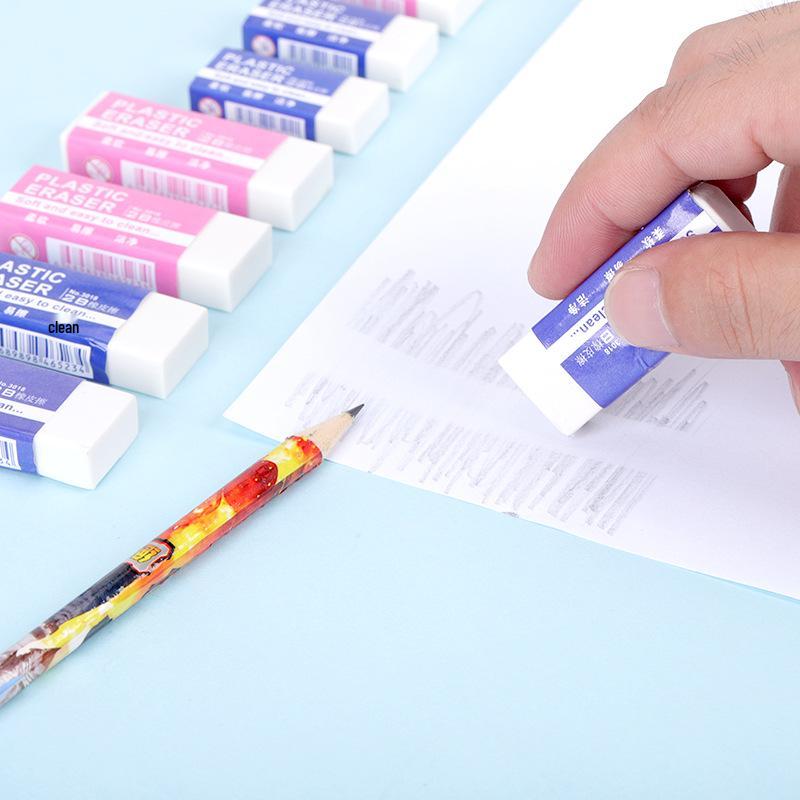White 2B TPR Soft Rectangular Eraser for Primary Students - Ideal for Art and Learning