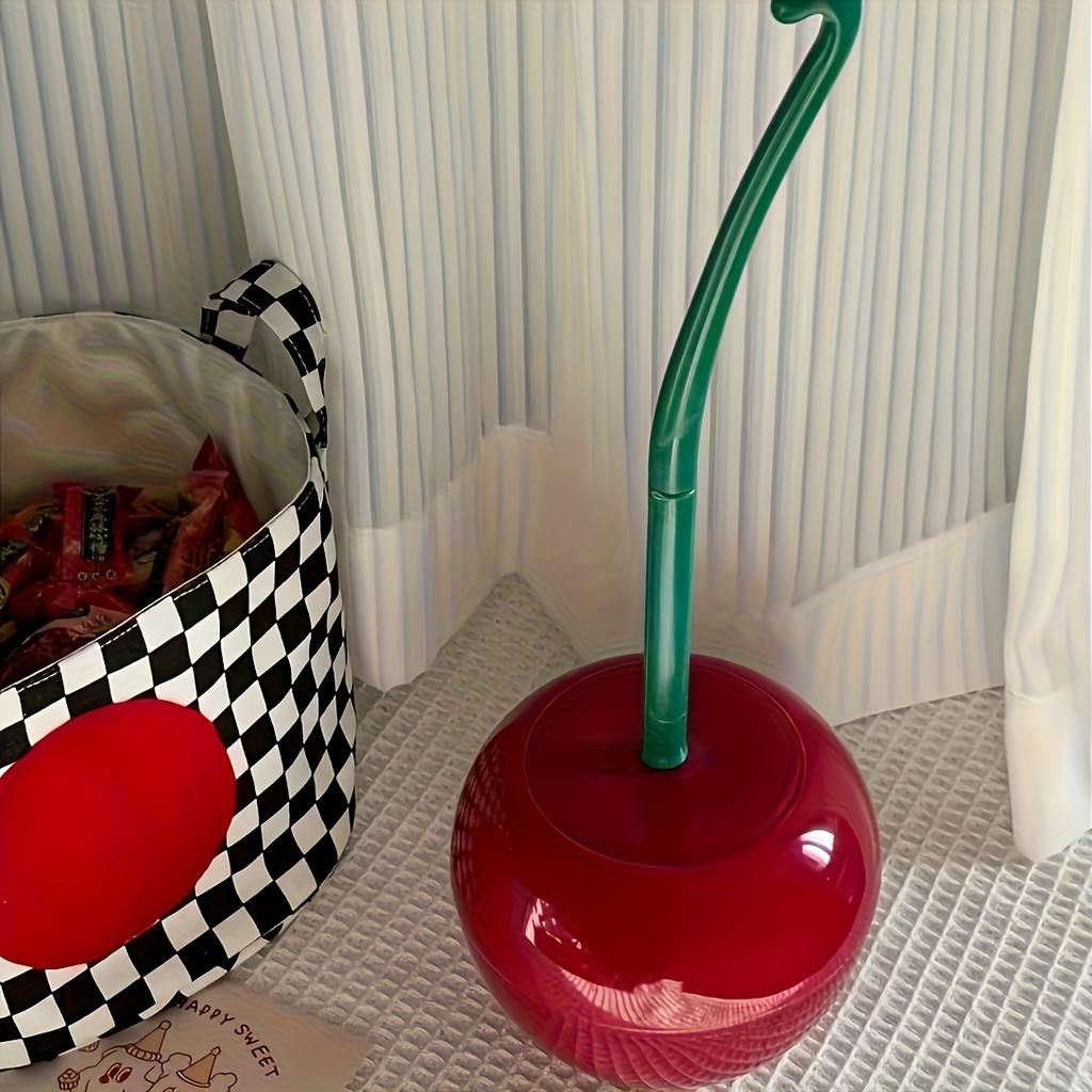 [Creative Toilet Brush] 1pc Creative Cherry-Shaped Toilet Brush with Holder | Novelty Plastic Bathroom Accessory, Reusable Freestanding Toilet Brush