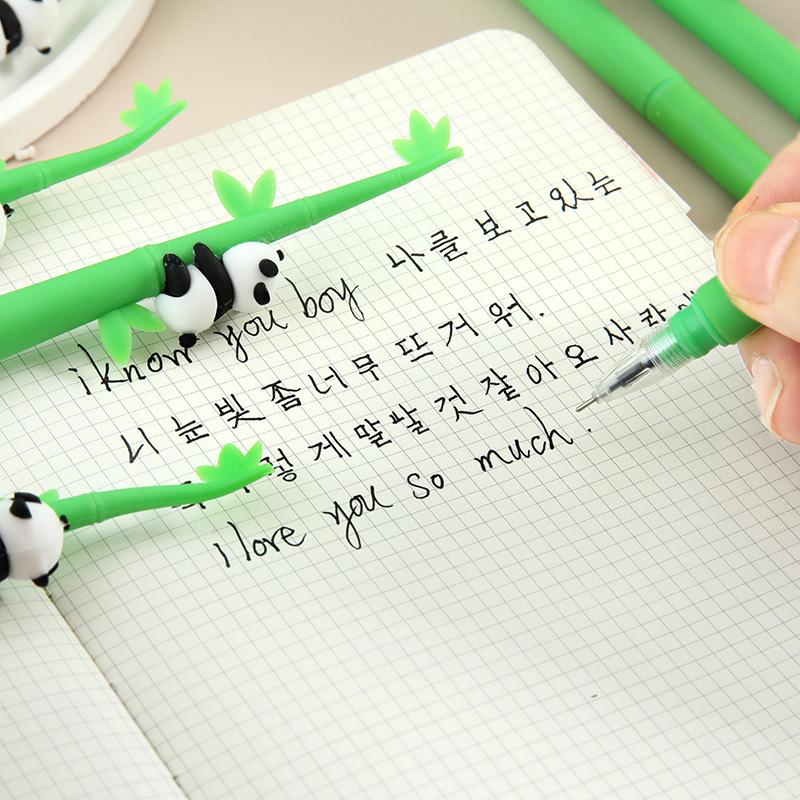 Panda Climbing Bamboo Neutral Pen, New Cartoon Soft Gel Writing Pen 0.5mm Black Student Stationery