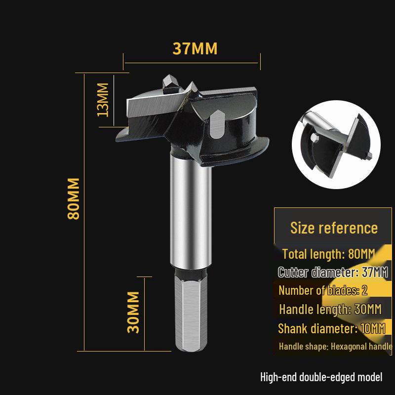 35mm Depth-Stop Hinge Hole Saw with Three-Flute Drill Bit for Woodworking and Cabinet Doors