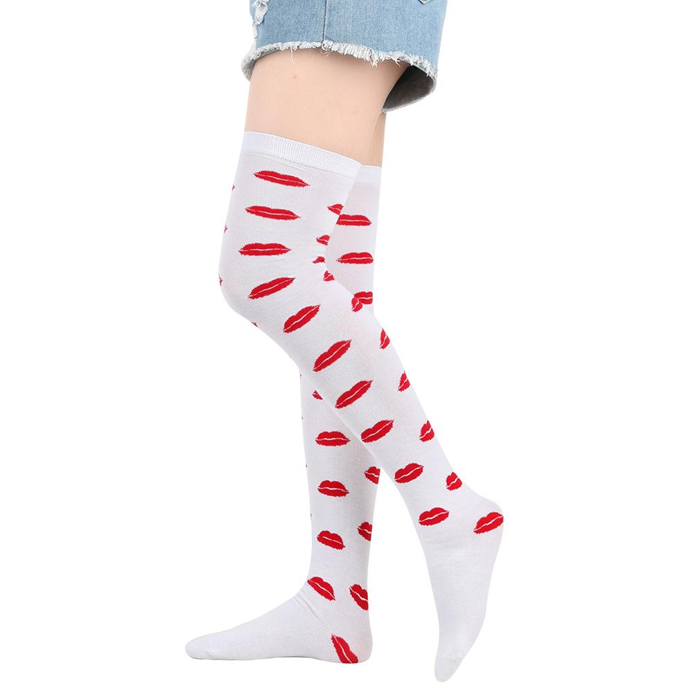 Dating Socks Over Knee Socks Valentine's Day Gift Stockings Love Stockings Lip Print Party Socks Wear Thigh Socks