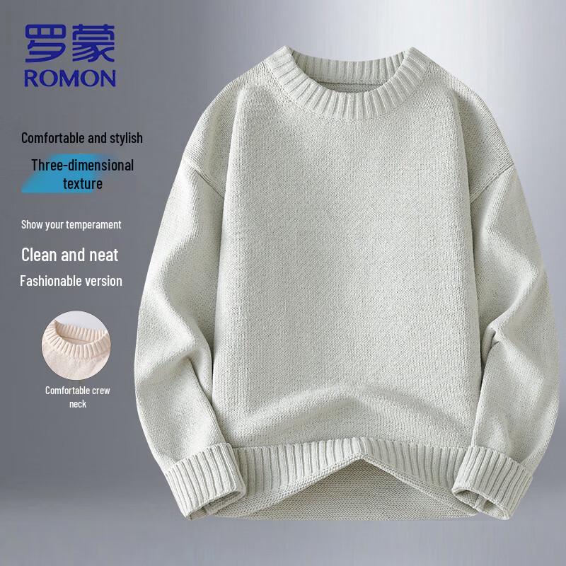 ROMON Men's Warm Round Neck Knit Sweater
