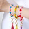 New 60Pcs/Box Leather Keychain Tassels Silicone Bead Round Hexagon Lentil For Jewelry Making DIY Keychain Bracelet Accessories