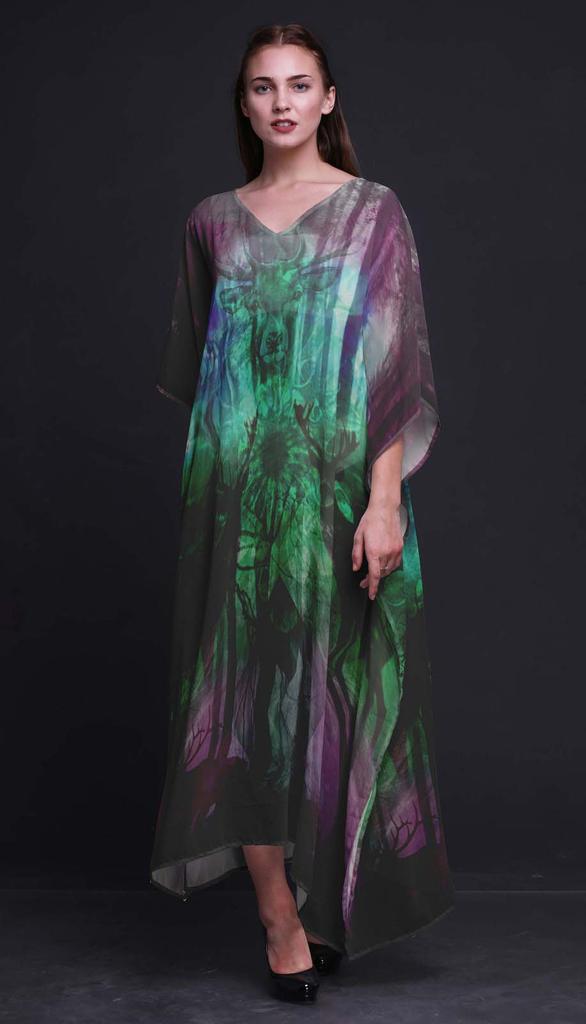 Phagun Deer Jungle Womens Long Beach Kaftan Beachwear Bikini Coverup Maxi