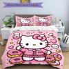 3pcs Dessert cartoon Kitty Printed Bedding Set, Soft and Comfortable Quilt Cover for Bedroom, Guest Room ( Not Included).H019