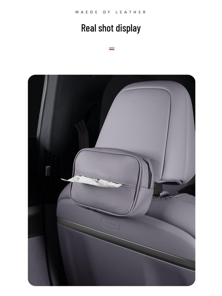 Letao L60 Leather Zipper Seat Tissue Bag - Original Car Color, Convenient Storage for Interior.