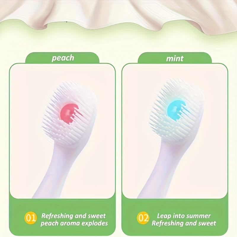 Mini-Einwegzahnbürste mit Pfirsichfrischerperlen, Zahnpasta und Zahnstocher – hypoallergene Polyesterborsten, kompaktes Design, tragbares Aufbewahrungsetui