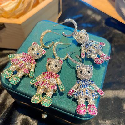 Orecchini Gatto Dorato Squisita Personalità Cartone Animato Animale Orecchini Gatto Cuore da Ragazza