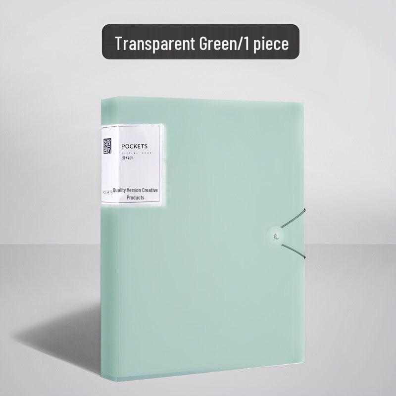 Morandi A4 Transparent Multi-Layer File Folder with Insert Pages and Buckle Closure