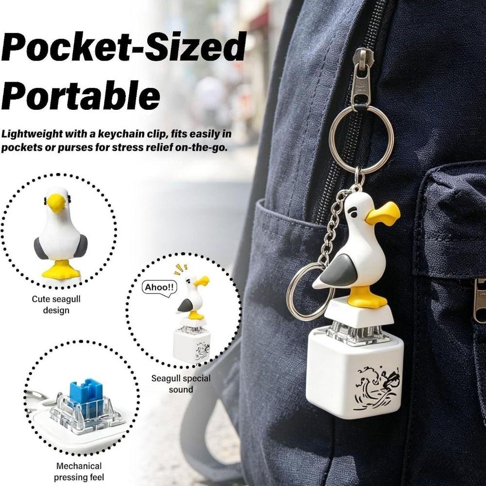 The Cry of Seagulls Seagull Button Keychain Playful Behavior Fidget Clicker Keychain  Pass Time