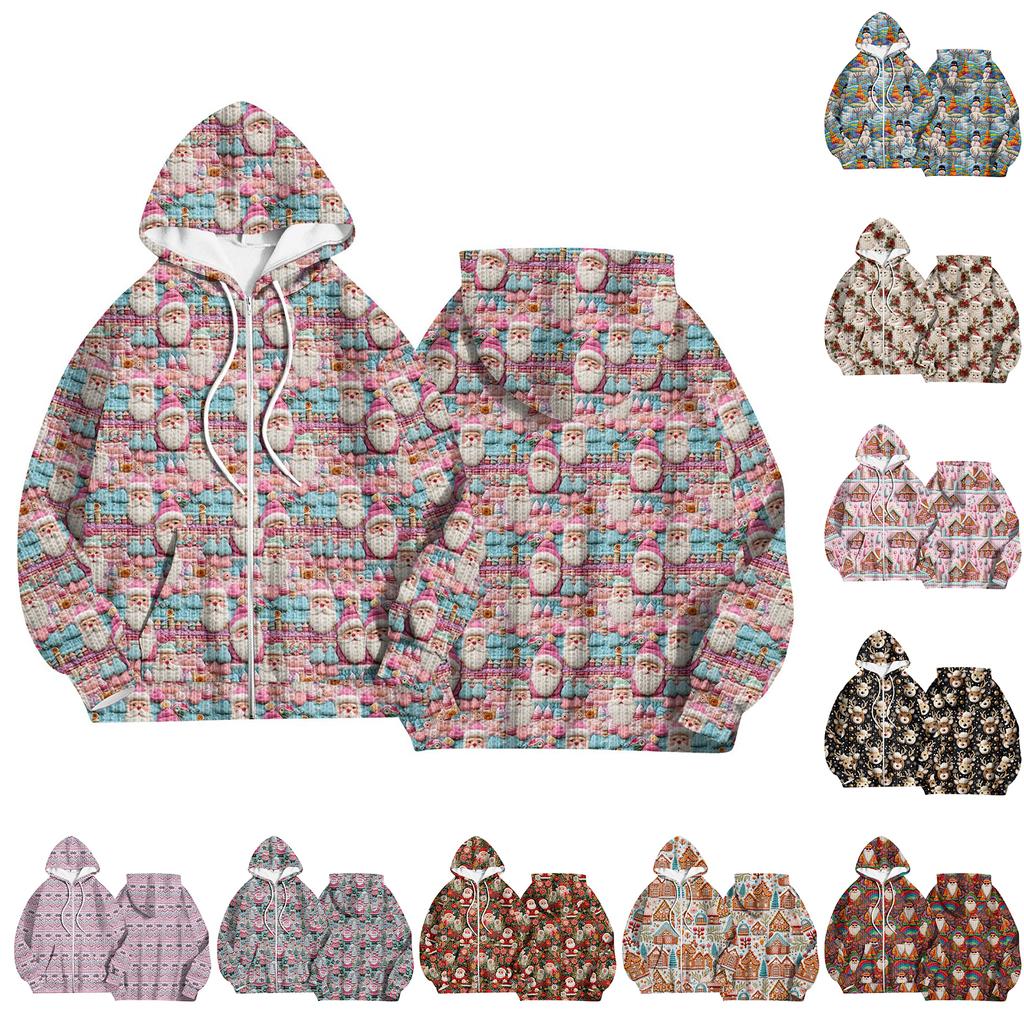 Women's Fashion Jacket Casual Printed Long-sleeved Hooded Cardigan Sweatshirts