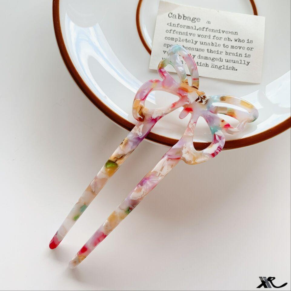 Butterfly Hair Stick, Fashionable and Casual Hair Stick, Women's Hair Clip, U-shaped Simple and Colorful Hair Accessory