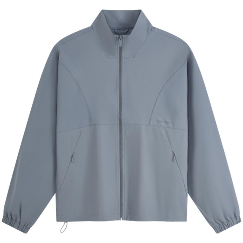 Calvin Klein Minimalist Gel Letter Zip-Up Stand Collar Loose Casual Jacket Men Jacket Gray Blue 40LM5075FA