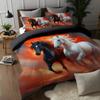 Red Flame Run Horse Pattern Printed Duvet Cover Soft Comfortable Oil Paint Style Bed Set Wildlife Theme Quilt Cover Pillowcases