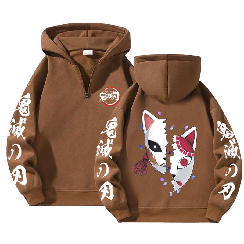 Unisex Bluza z Kapturem Anime Zapinana na Zamek Luźny Krój Długi Rękaw Bluza Jesienna Codzienna