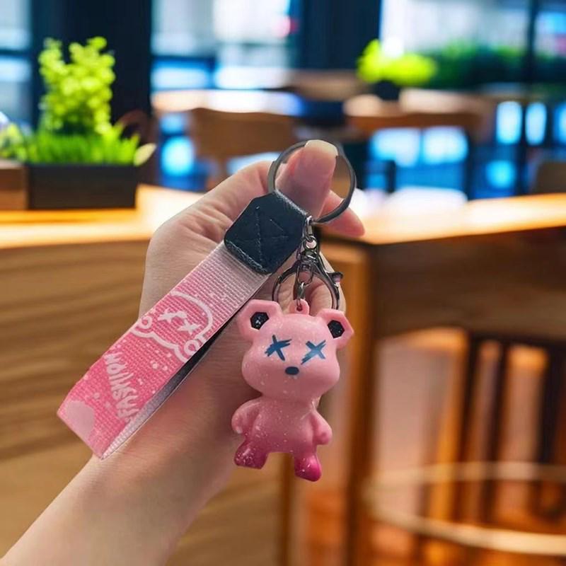 Chameleon Bear Creative Keychain Car Pendant Doll Backpack Ornament Keyring