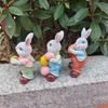 Easters Rabbit Sculpture Colorful Bunnies with Eggs Resins Figurine Statue Ornament for Home and Garden Decoration Gift