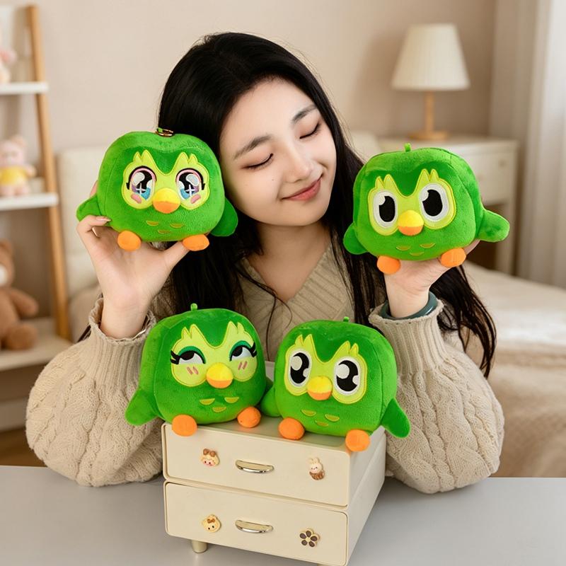 Green Owl Duo Plushy Toy Sweet Character Comical Visage Owl Peluches Padded Figure Sweet Purse Trinket Surprise For Lassie Son