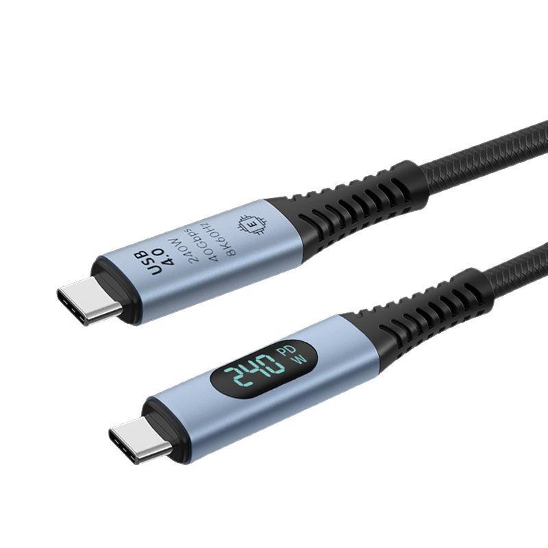 USB4 Full-Function Type-C Braided Data Cable 40Gbps Dual Type-C PD 240W Fast Charging Thunderbolt 4/3 8K Video 1 meter