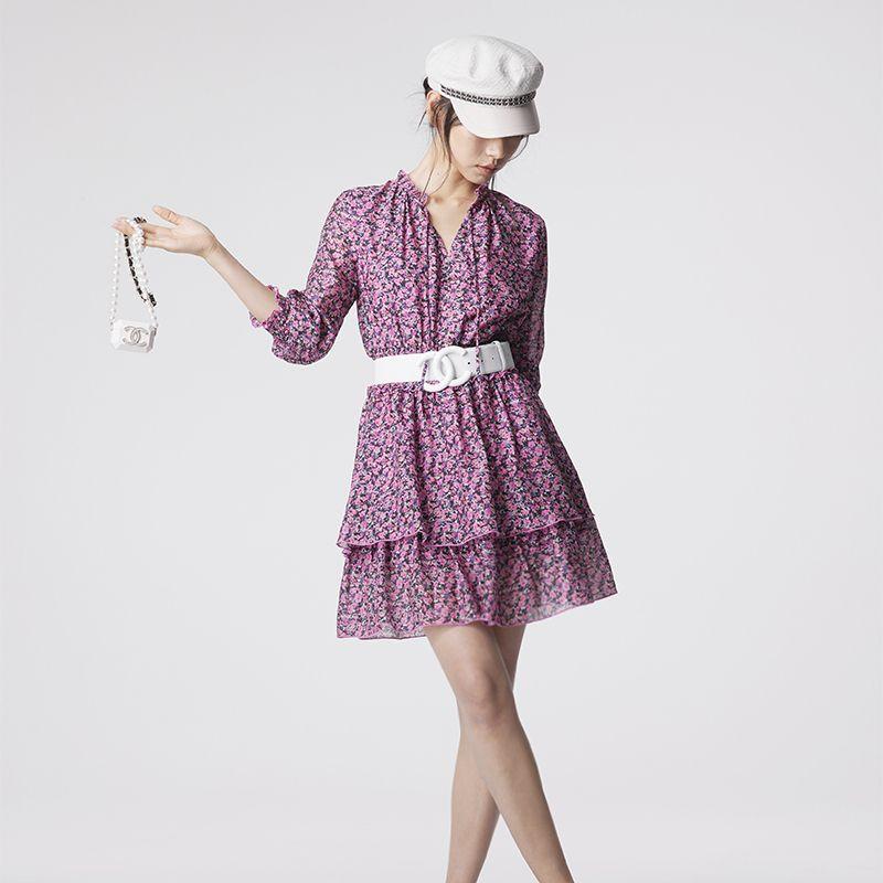 

Blacknini Yin WAF/ Beverly s Covenant Eight-quarter Sleeve Silk Waist Hugging Dress (Two Colors) Hyacinth-silk Dress M