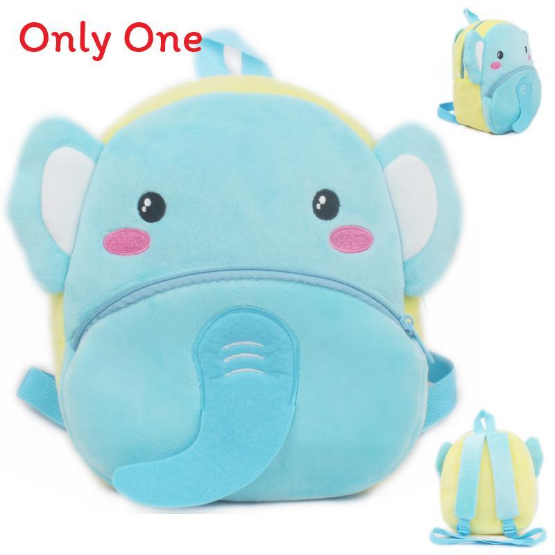 

Animal Pattern Toddler Backpack With Soft Plush Material For Daycare And School BlueElephant