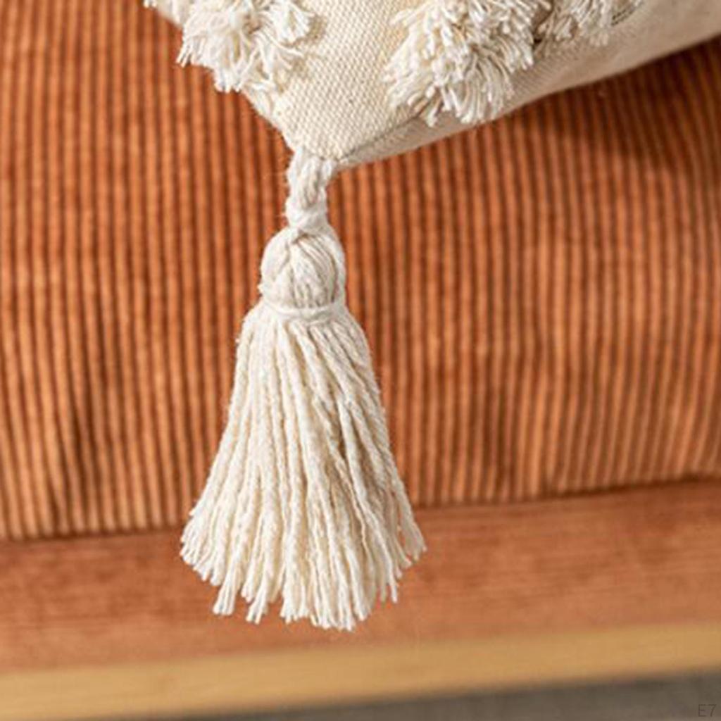 Pillow Cover Quilted Macrame Tassels