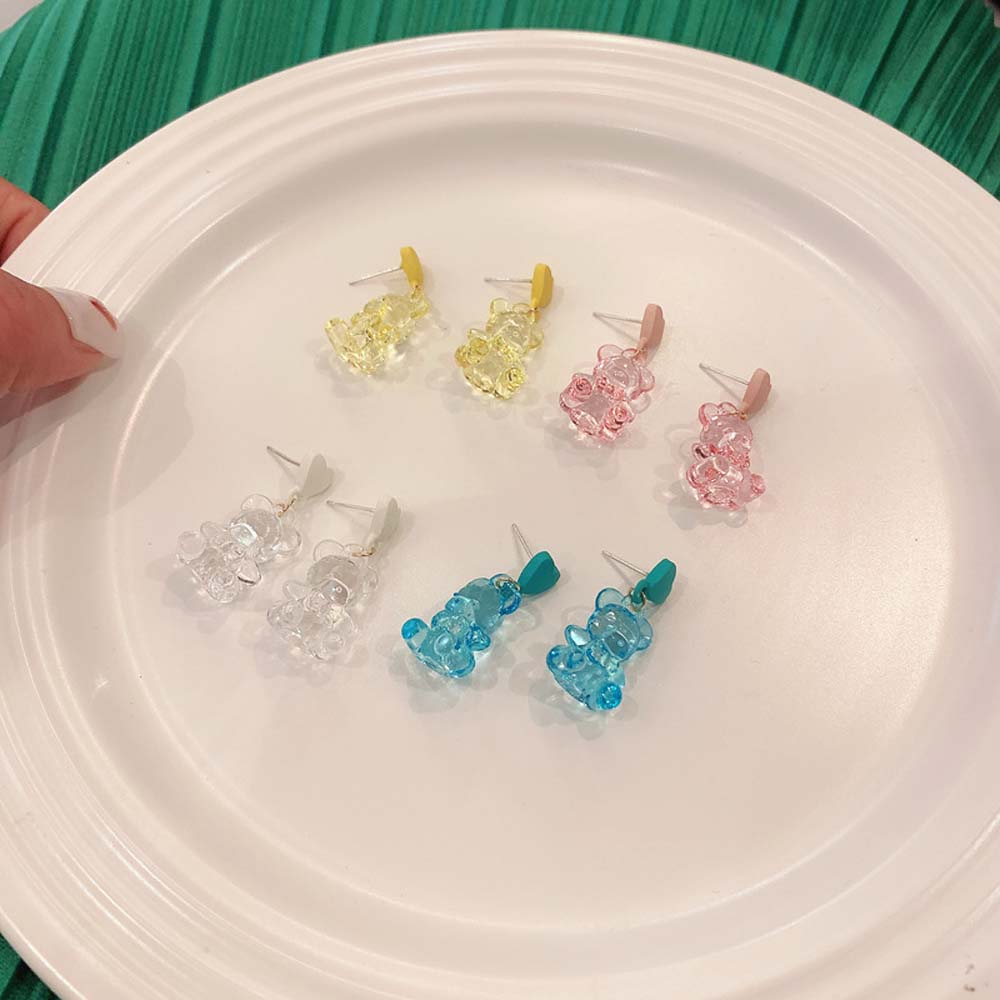 

Cut Love Crystal Resin Transparent Animal Dangle Earrings Fashion Jewelry Bear Earrings Resin