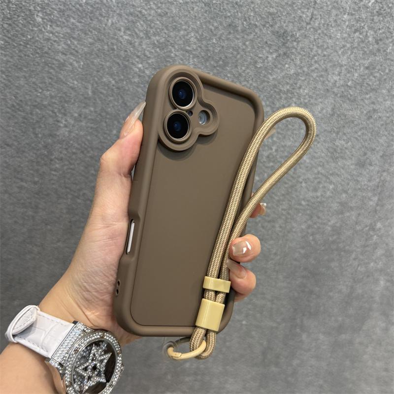 Candy Color Soft Silicone Rubber Case for iPhone 16 15 14 Plus 13 12 11 Pro Max Matte Shockproof Camera Protection Strap Cover