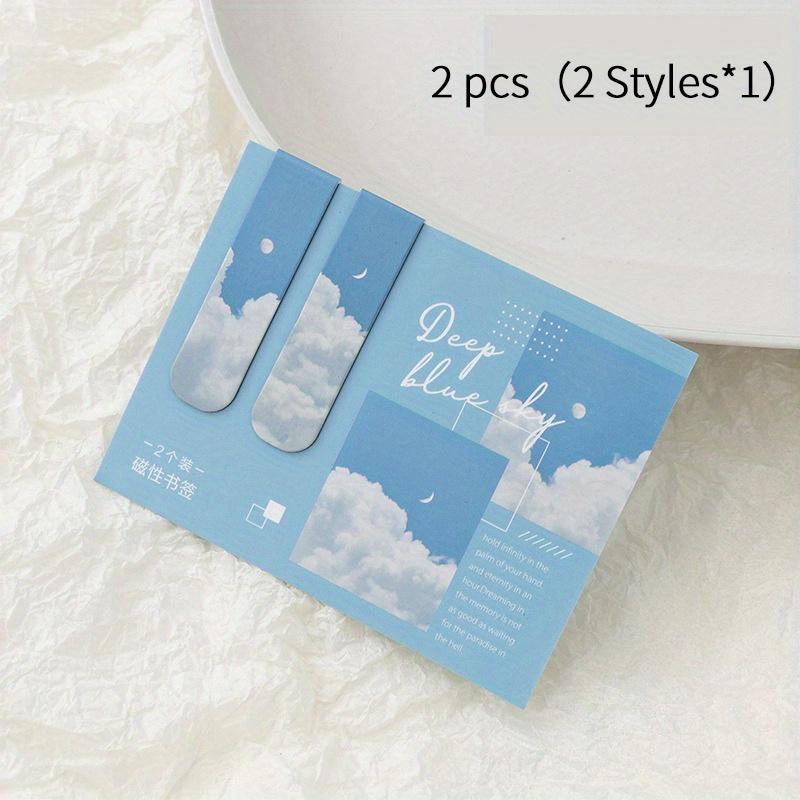 2pcs/pack Magnetic bookmark beautiful scenery clouds simple literary pattern bookmark Reading tool School office supplies