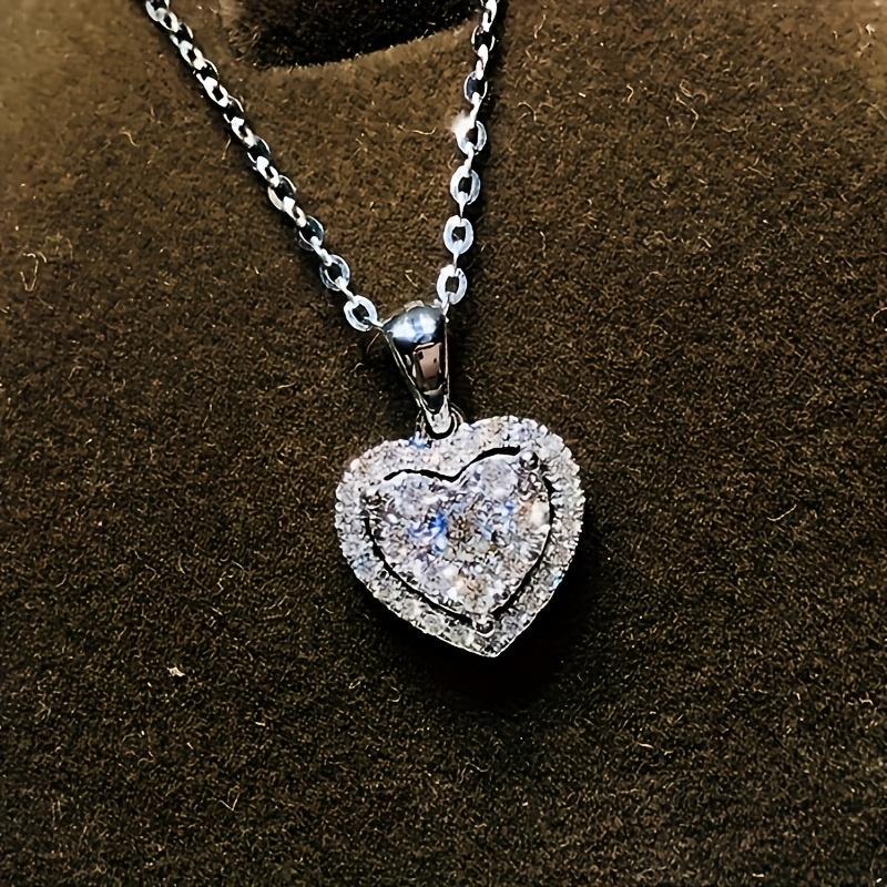 [Elegant Heart Necklace] 1pc Elegant Women s Heart-Shaped Pendant Necklace with Sparkling Synthetic Zirconia - Valentine s Jewelry, Ideal for Weddings