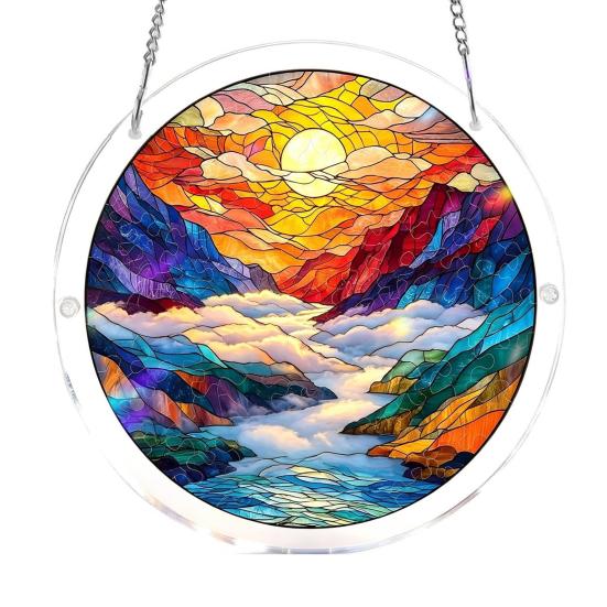 Acryl Puzzle Sonnenfänger 83 Teile DIY Sonnenfänger Bastelset für Erwachsene Buntglas Fenster Hängeornament für Haus Garten Dekoration