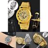 Elegant Geneva Alloy Case Men's Watch With Transparent Dial And Steel Band Stylish Design