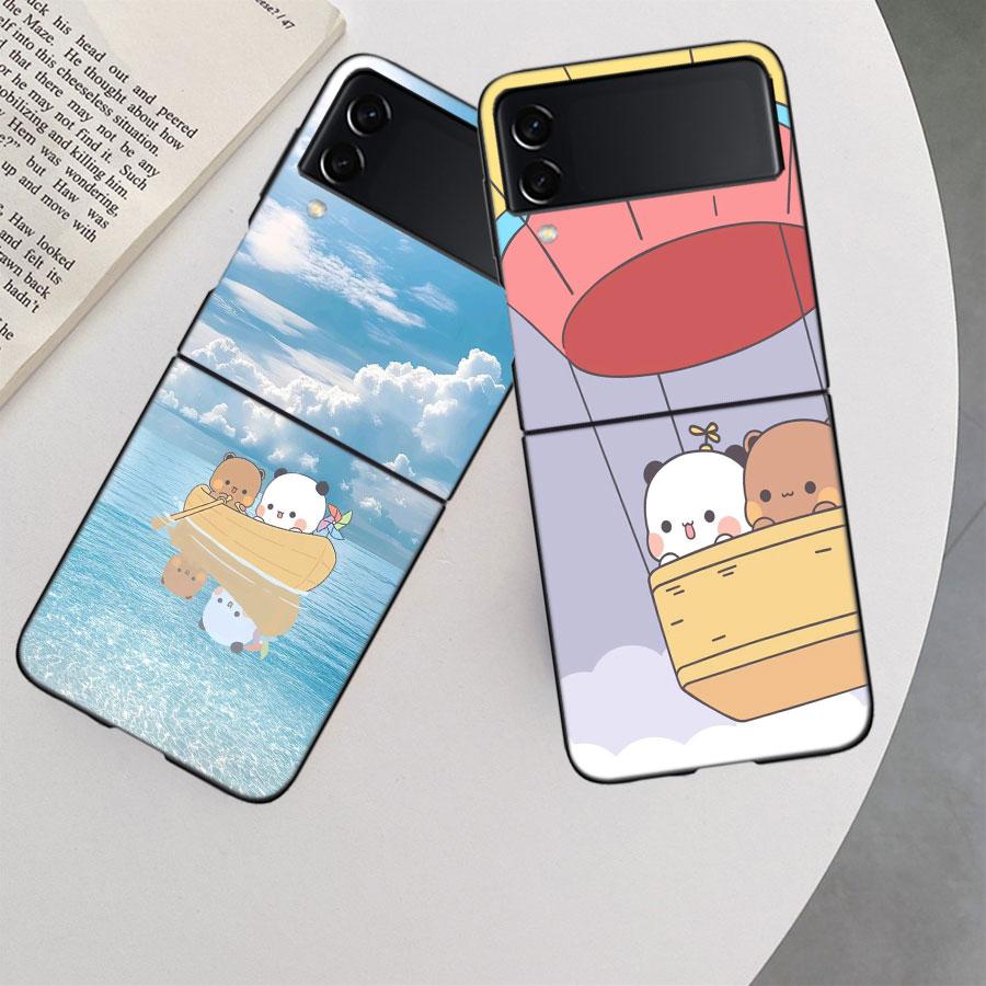 Cute BuBu DuDu Phone Case For Samsung Z Flip 7 6 5G Galaxy Z Flip 5 4 3 Black Hard Cell Cover Luxury PC Shell Coque