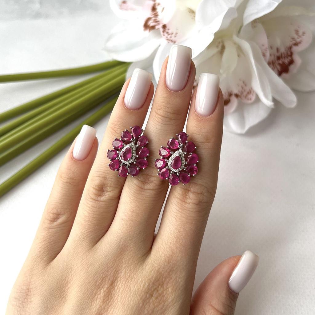 Silberohrringe mit natürlichem Rubin 11,318 ct (2153009)