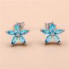 Cute Female Blue Zircon Stars Stud Earrings Multicolor Birthstone Crystal Silver Color Wedding Jewelry For Women