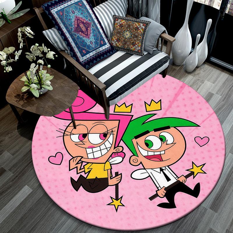 The Fairly OddParents Round Area Rug,Carpet Rug for Living Room Bedroom Sofa Playroom Decor,Non-slip Floor Mat