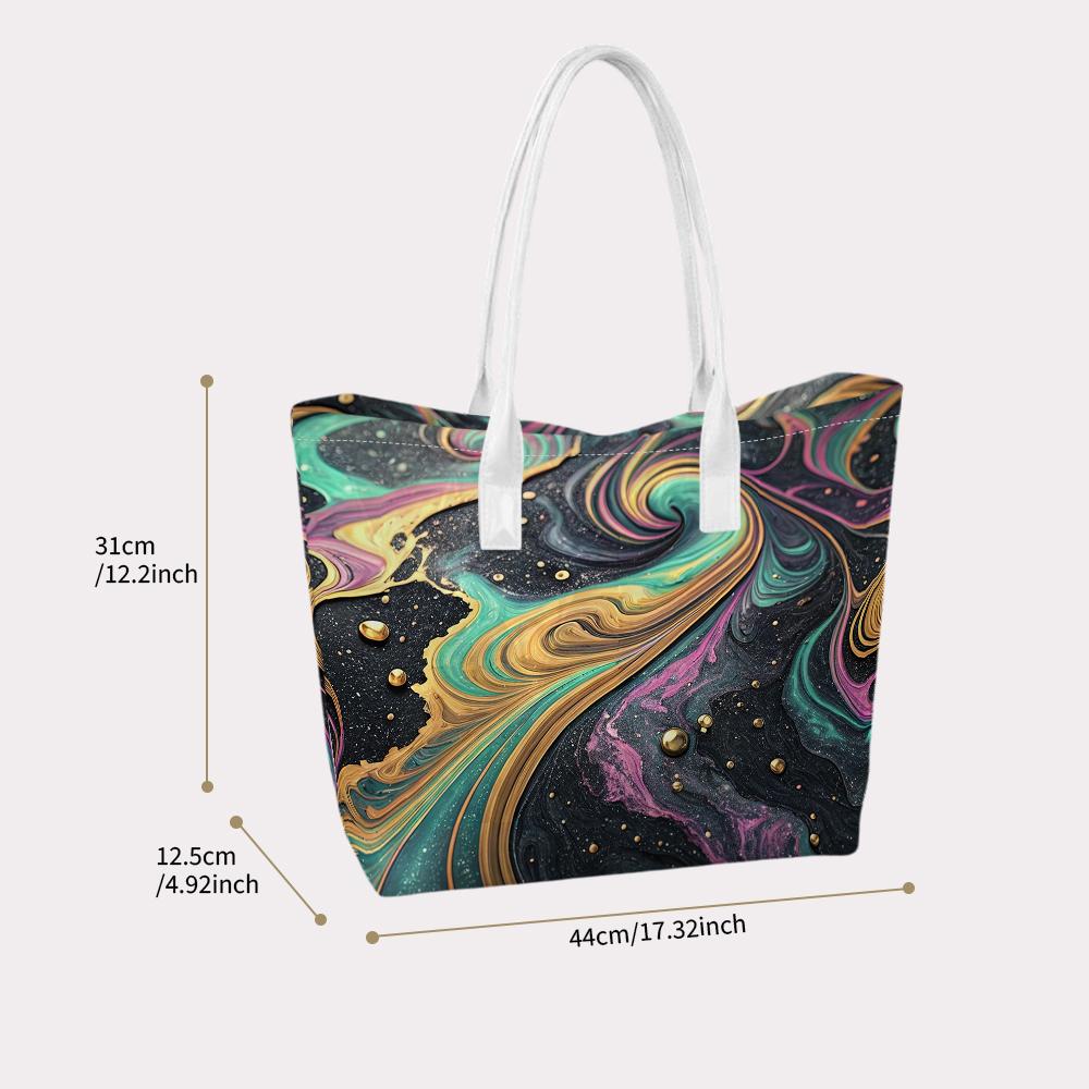 Fashion Swirl Print Tote Bag Casual Large Capacity Shoulder Handbag for Daily Use