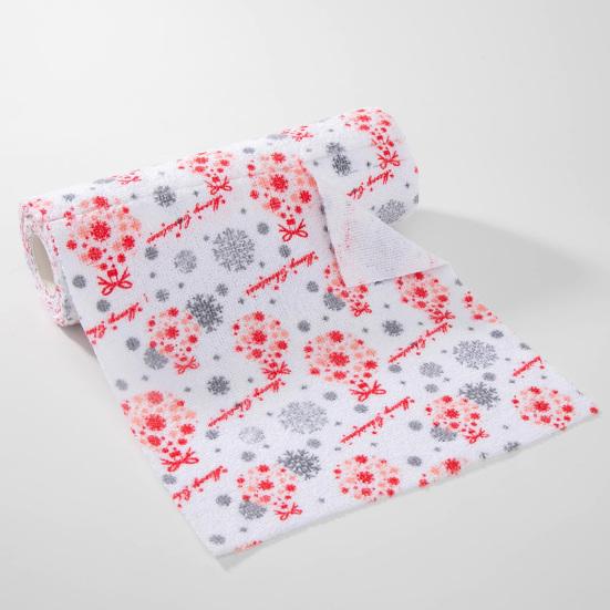 20Pcs Christmas Microfiber Cleaning Cloth Christmas Themed Print Tear-Away Reusable Paper Towel Super Absorbent Cleaning Sheets