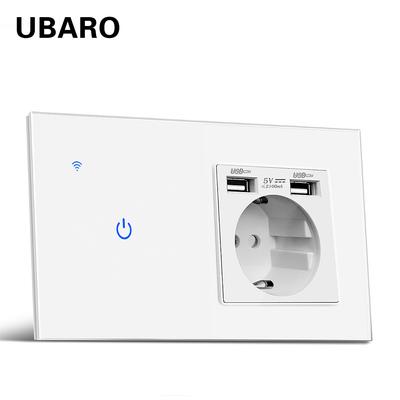 Tempered Crystal Glass Panel Smart Touch Switch With Usb Socket 220v Breaker Plug Work With Tuya Smart Life