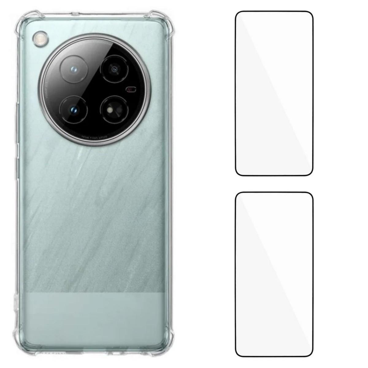 

For Infinix Zero 40 4G TPU Case WANLONFENG WL3 Series 1.5mm Phone Cover with 2Pcs Tempered Glass Films Transparent