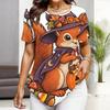 Womens Plus Size Short Sleeve Top Stationery Book Pencil Print Irregular Pointed Hem Summer Casual Blouse