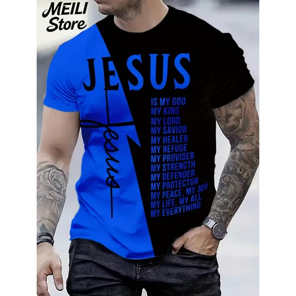 Herren 3D Jesus Druck T-Shirt Kurzarm Lässig Rundhals Betende Hände Design T-Shirt für Männer Neu im Oversized T-Shirt Oberteile