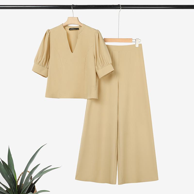 

ZANZEA Women Short Sleeve Blouse and Wide Leg Trousers Casual Two Piece Suit Sets S